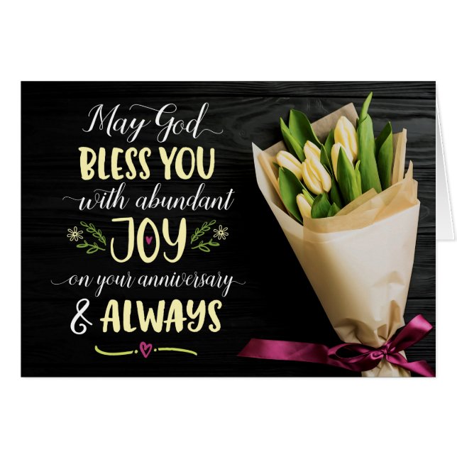 Que Dios te bendiga con alegría en tu aniversario (Anverso (Horizontal))