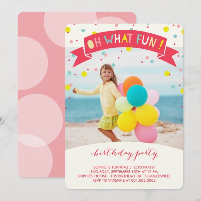 Qué divertido Invitación para fiesta de cumpleaños (Anverso / Reverso)