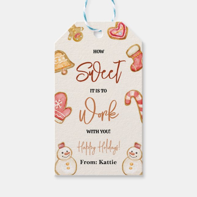 Qué dulce es trabajar con usted etiqueta de regalo (Anverso)