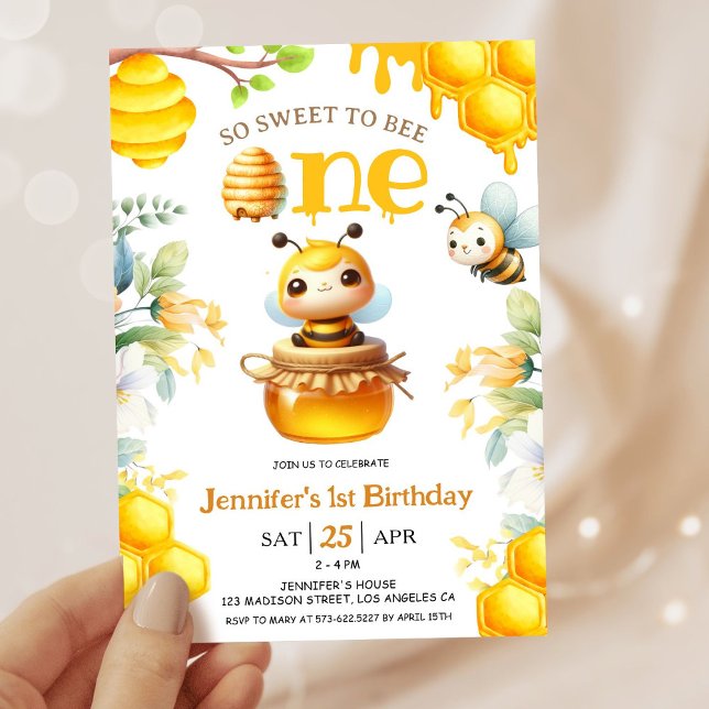 ¡Qué Dulce Ser Uno! Invitación de cumpleaños 1 Bee (Subido por el creador)