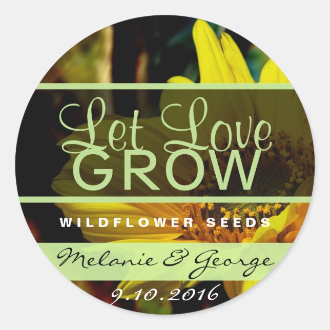 Que el amor crezca a los Pegatinas de girasoles (Anverso)