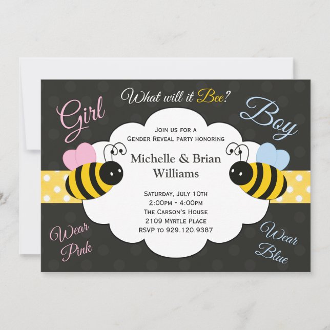Qué él género de la abeja revelará la invitación (Anverso)