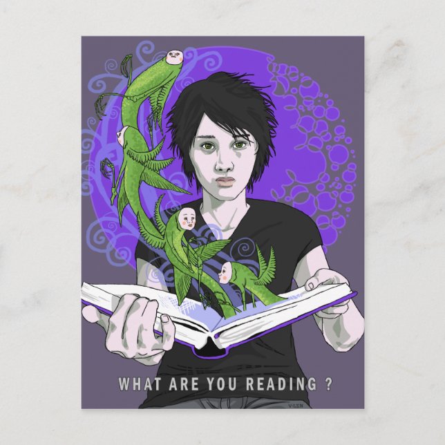 Qué estás leyendo postal (Anverso)