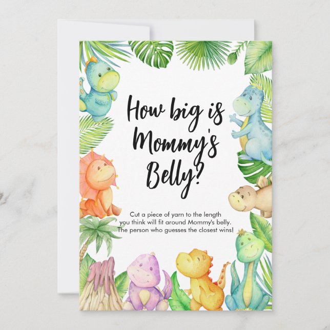 Qué grande es la tarjeta de Baby Shower de dinosau (Anverso)
