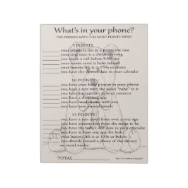 ¿Qué hay en el Bloc de notas del juego Baby Shower