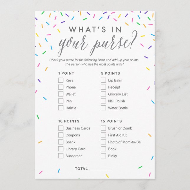 ¿Qué hay en la tarjeta de juego Baby Shower de tu  (Anverso)