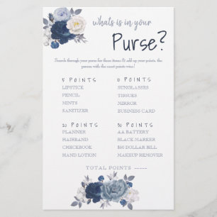 ¿Qué hay en tu bolso? Tarjeta de juego Flyer