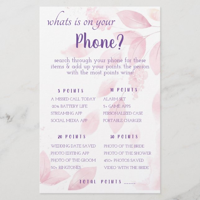 ¿Qué hay en tu Teléfono? Tarjeta de Juego Volante (Frente)