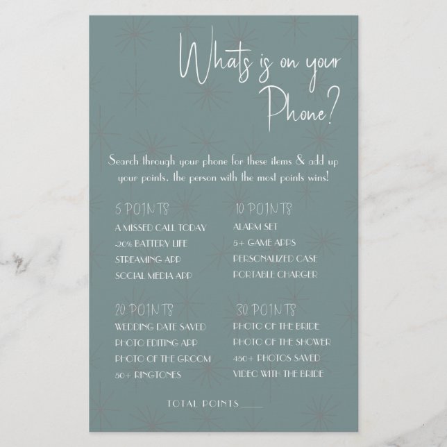 ¿Qué hay en tu teléfono? Volante de tarjeta de jue (Frente)