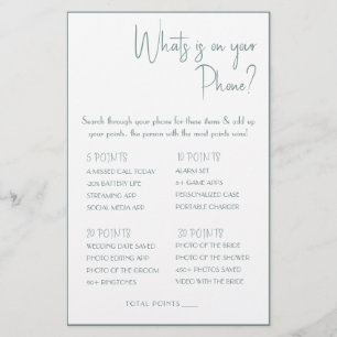 ¿Qué hay en tu teléfono? Volante de tarjeta de jue