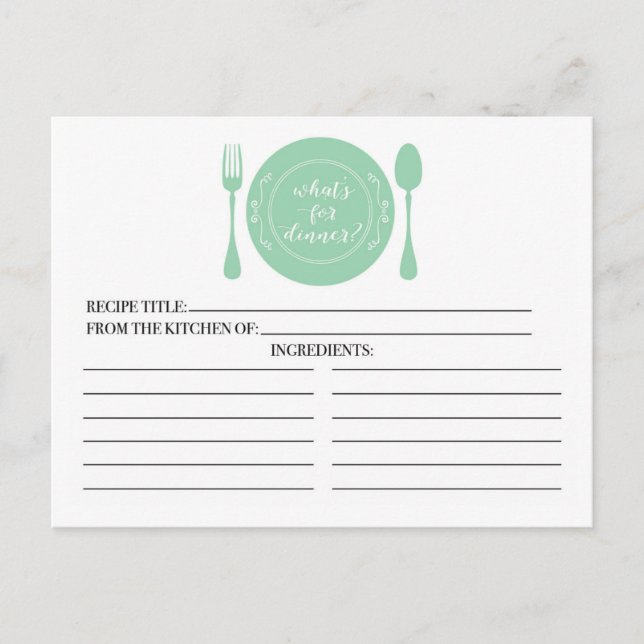 ¿Qué hay para la cena de las tarjetas de recetas d (Anverso)