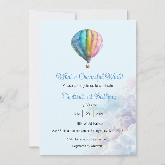 Qué invitación al mundo Onederful, 1er cumpleaños (Anverso)