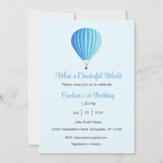 Qué invitación al mundo Onederful, 1er cumpleaños (Anverso)