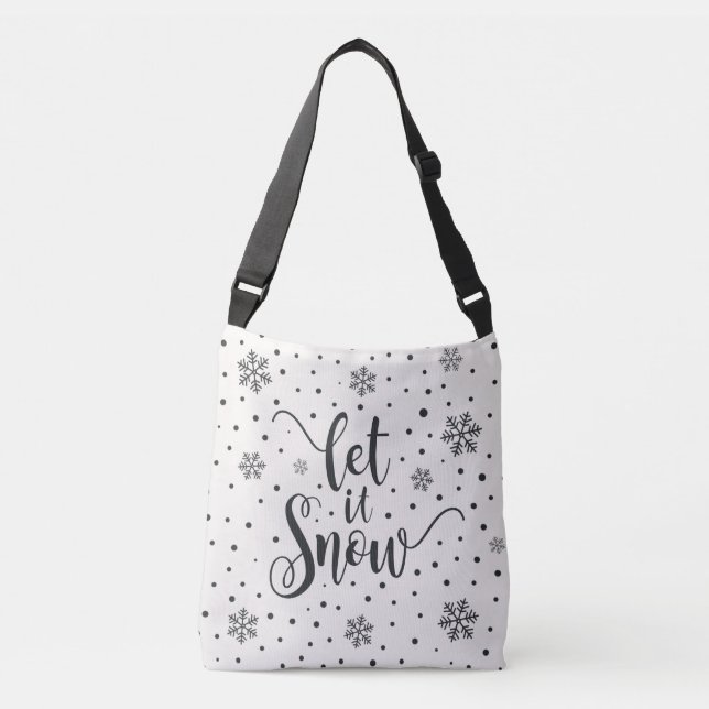 Que la nieve Navidad caligrafía | Bolsa de Crossbo (Anverso)