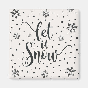 Que la nieve Navidad caligrafía   Imán