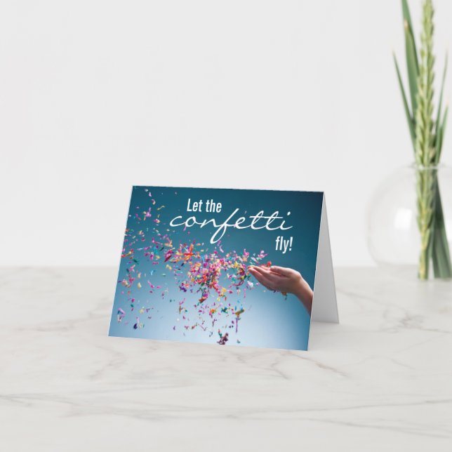 Que la tarjeta de cumpleaños de Confetti Fly (Anverso)