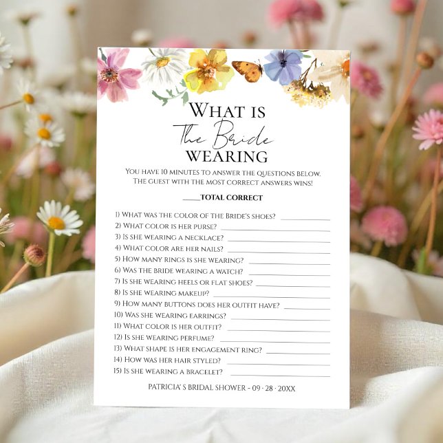 Qué lleva la novia | Tarjeta de juego de flores si (Subido por el creador)