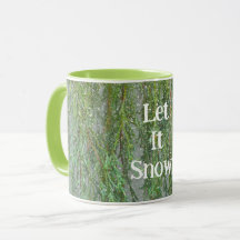 Que nieve, ciprés verde, taza de nieve