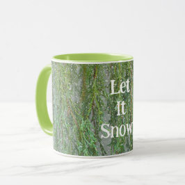 Que nieve, ciprés verde, taza de nieve