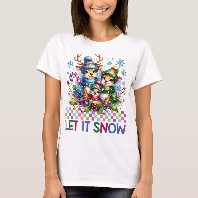 Que nieve, Navidades de familia de renos camisetas (Anverso)