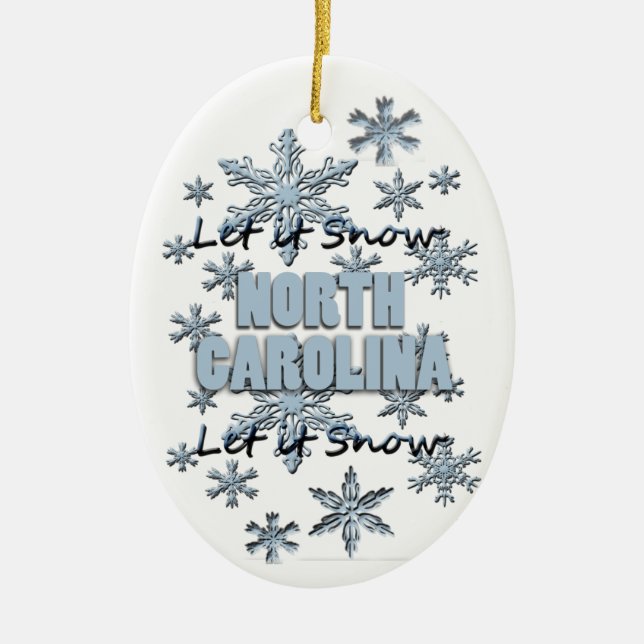 Que nieve Ornamento de Navidad en Carolina del Nor (Frente)