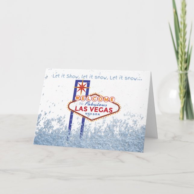 Que nieve, tarjeta de Navidades de Las Vegas (Anverso)
