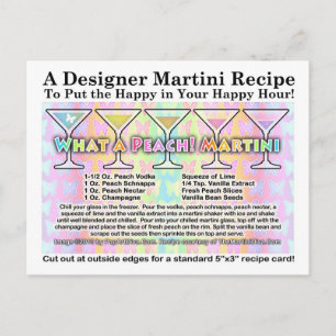 ¡Qué Peach! Tarjeta postal de la receta de Martini