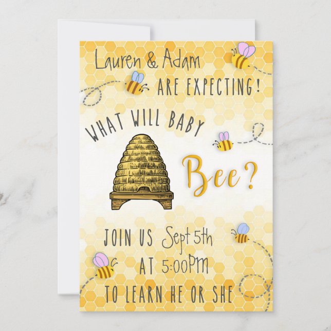 ¿Qué Será Bebé Abeja? Invitación de Revelación de  (Anverso)