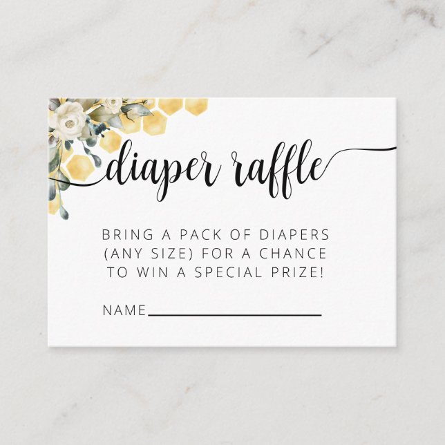 Qué será la tarjeta de gabinete de Raffle Diaper. (Anverso)