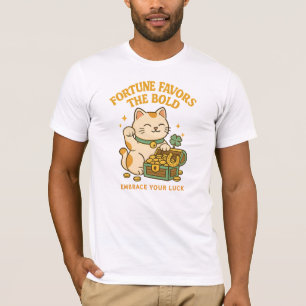 ¡Qué Suerte! Camiseta de gato para la prosperidad