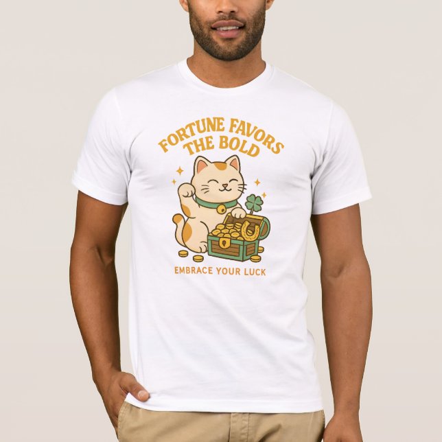 ¡Qué Suerte! Camiseta de gato para la prosperidad  (Anverso)