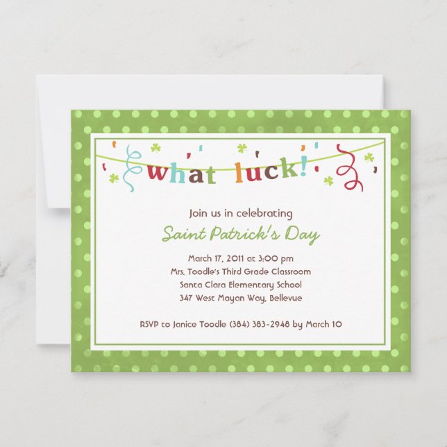 ¡Qué Suerte! Invitaciones al Día de San Patricio (Anverso)