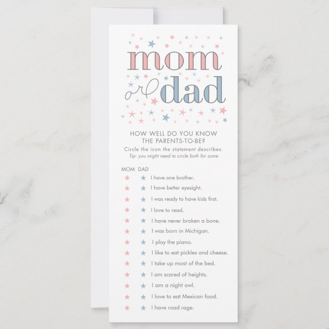 ¿Qué tan bien conoce la tarjeta de juego Baby Show (Anverso)