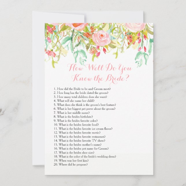 ¿Qué tan bien conoces a la novia? (Anverso)