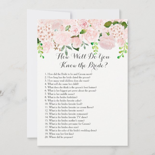 ¿Qué tan bien conoces a la novia? (Anverso)