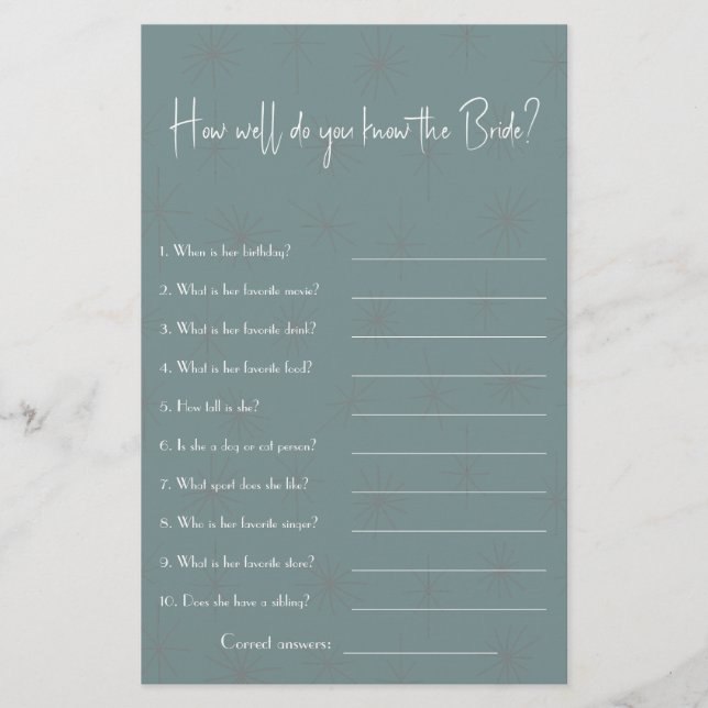 ¿Qué tan bien conoces a la Novia? Volante de juego (Frente)