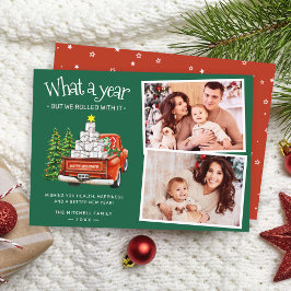 Qué Un Año Camión Rojo Árbol De Navidad 2 Foto