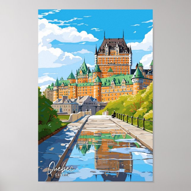 Quebec Canadá Ilustracion de viajes de arte (Frente)