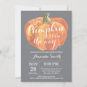 Quebrada de calabaza Invitación a Baby Shower Gris