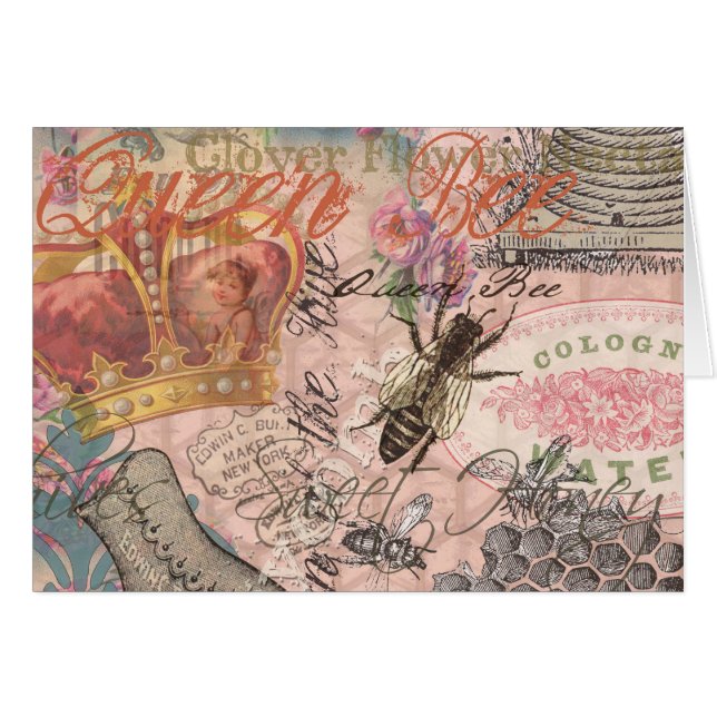 Queen Bee Vintage Hermoso Collage (Anverso (Horizontal))