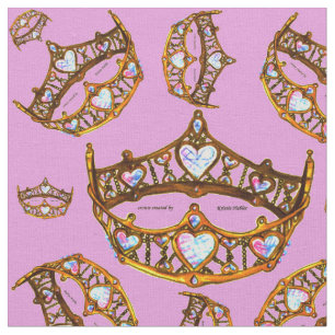 Queen Hearts Gold Crowne Tiaras tela lilaca rosa