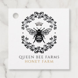 Queen Honey Bee Black White Gold Etiqueta de preci