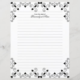 Queen of Hearts - Hoja de papel con lino negro