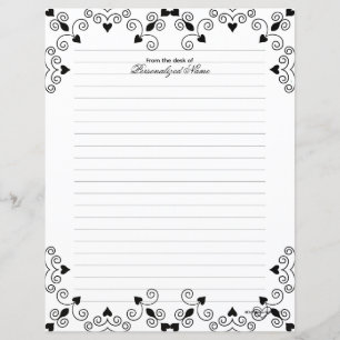 Queen of Hearts - Hoja de papel con lino negro