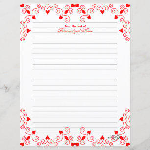 Queen of Hearts - Hoja de papel con lino rojo