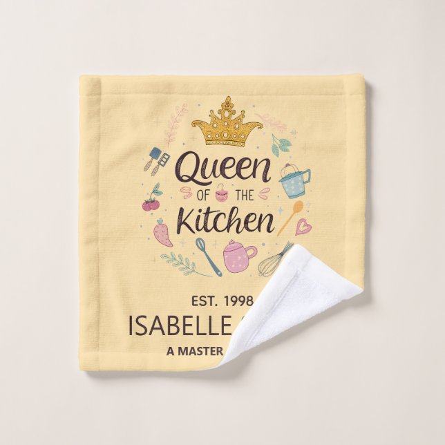 Queen of the Kitchen Custom Name Design (Toallita)