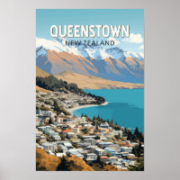 Queenstown Nueva Zelanda Viaje Arte Vintage