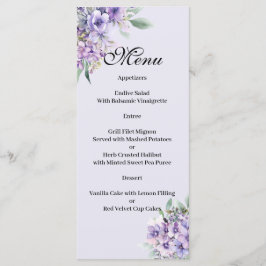 Quenceanera Lavender floral Menu