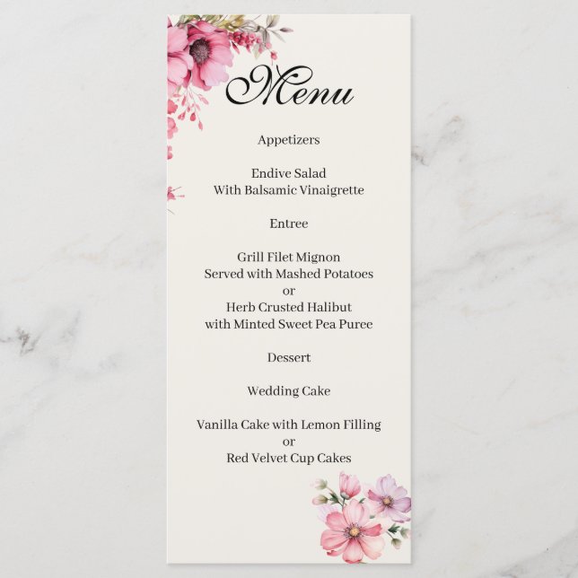 Quenceanera pink Menu (Anverso)