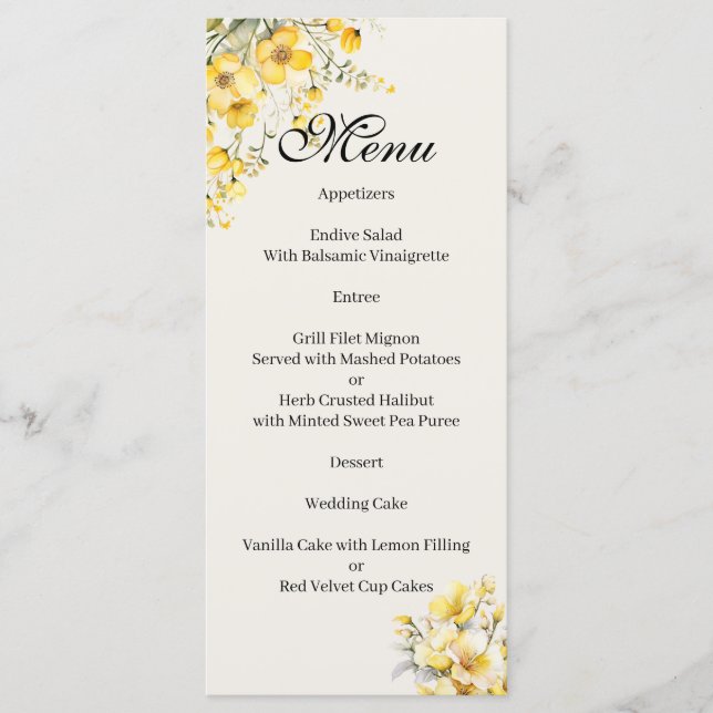 Quenceanera yellow gold Menu (Anverso)